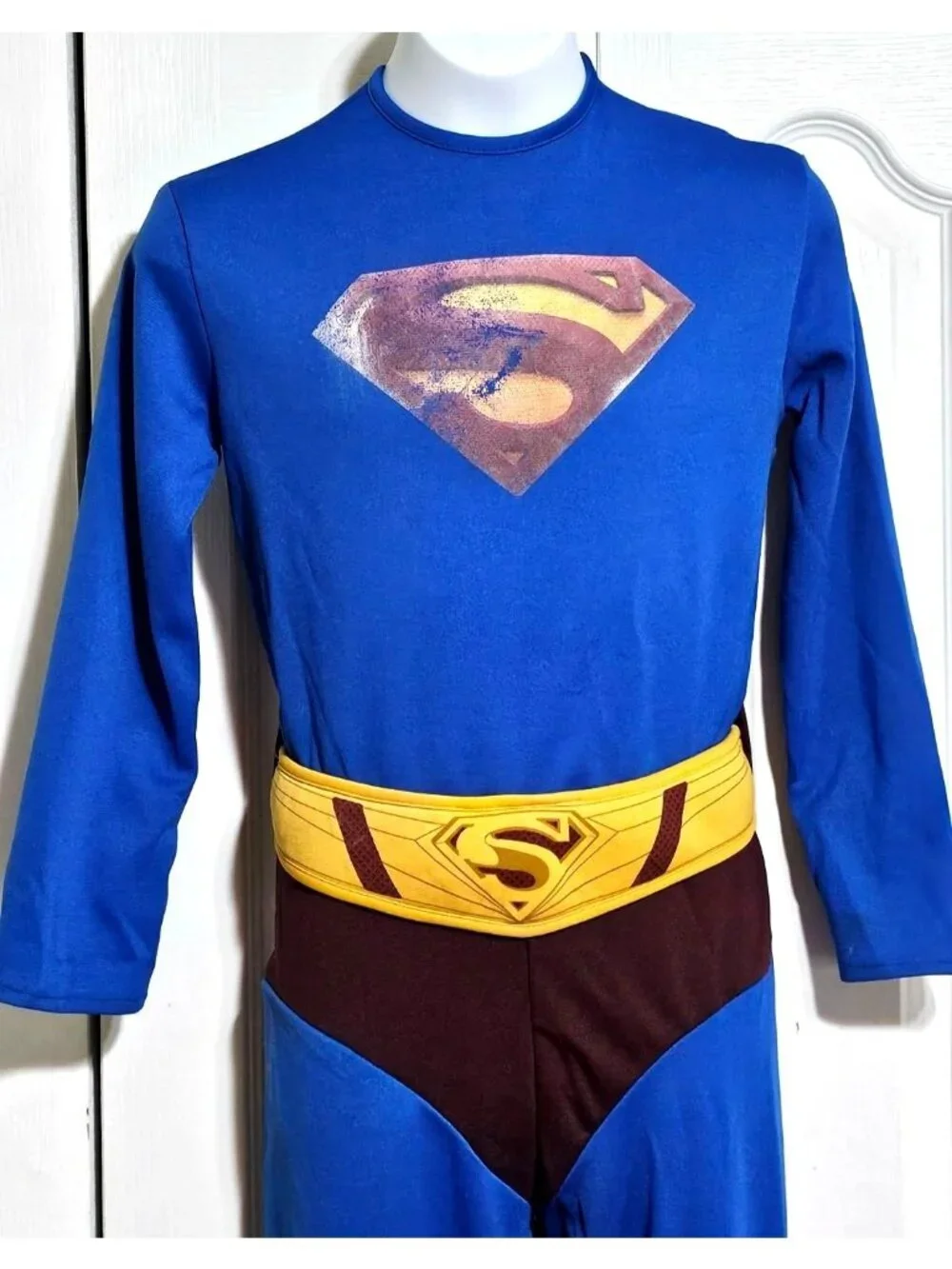 DC Superman Classic Vintage Costume Boys M 8-10 Cape Tin Wig Rubies Six Flags